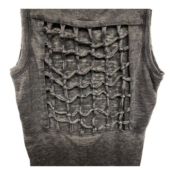 Chaser Charcoal Grey Knot Caged Back Muscle Tee Top Super Soft Size M Medium - Picture 6 of 9